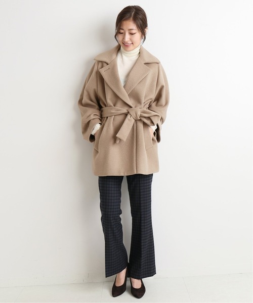 IENA(イエナ)の「ウールベルテッドショートコート◆(その他アウター・レディース・ネイビー/ベージュ/ブラック・38/34/36)」の5枚目の写真