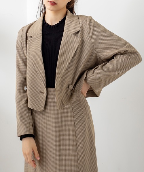 OLIVE des OLIVE（オリーブデオリーブ）の「ビタースイーツショートジャケット（テーラードジャケット・レディース・ブラウン/ライム/ライトブラウン/グレイッシュベージュ・FREE）」の3枚目の写真