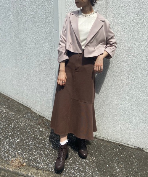 OLIVE des OLIVE（オリーブデオリーブ）の「ビタースイーツショートジャケット（テーラードジャケット・レディース・ブラウン/ライム/ライトブラウン/グレイッシュベージュ・FREE）」の10枚目の写真