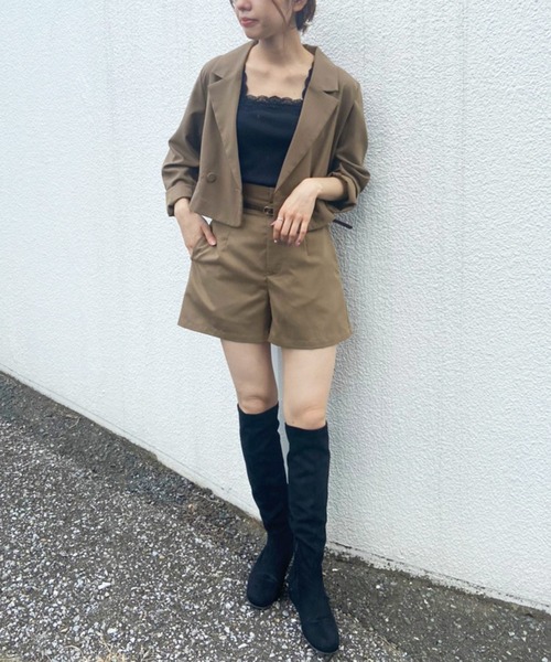 OLIVE des OLIVE（オリーブデオリーブ）の「ビタースイーツショートジャケット（テーラードジャケット・レディース・ブラウン/ライム/ライトブラウン/グレイッシュベージュ・FREE）」の8枚目の写真