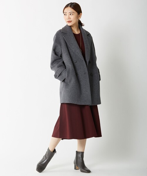 J.PRESS(ジェイプレス)の「【WEB限定】110s/2重織ショートビーバー Pコート(ピーコート・レディース・ネイビー系/グレー系・T13/T15)」の9枚目の写真