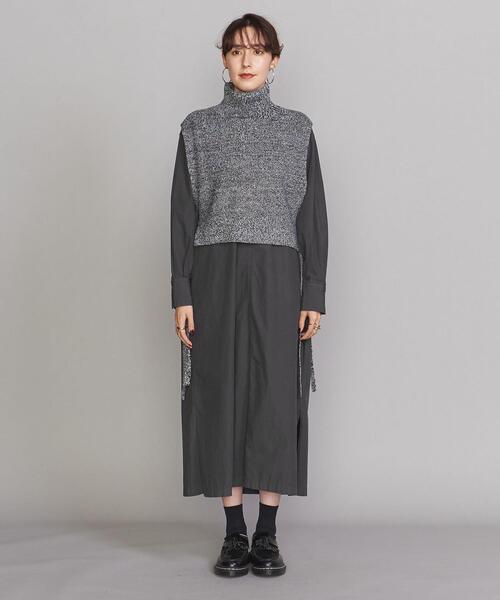 BEAUTY&YOUTH UNITED ARROWS（ビューティーアンドユースユナイテッドアローズ）の「BY レイヤード Iラインワンピース（シャツワンピース・レディース・オフホワイト/ピンク/ダークグレー・FREE）」の4枚目の写真