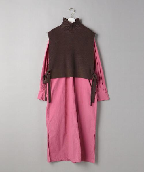 BEAUTY&YOUTH UNITED ARROWS（ビューティーアンドユースユナイテッドアローズ）の「BY レイヤード Iラインワンピース（シャツワンピース・レディース・オフホワイト/ピンク/ダークグレー・FREE）」の18枚目の写真