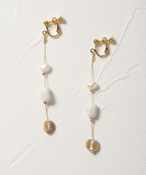 Crisp（クリスプ）の「マーブルストーンロングイヤリング（イヤリング・レディース・グレー/グリーン・FREE）」の2枚目の写真