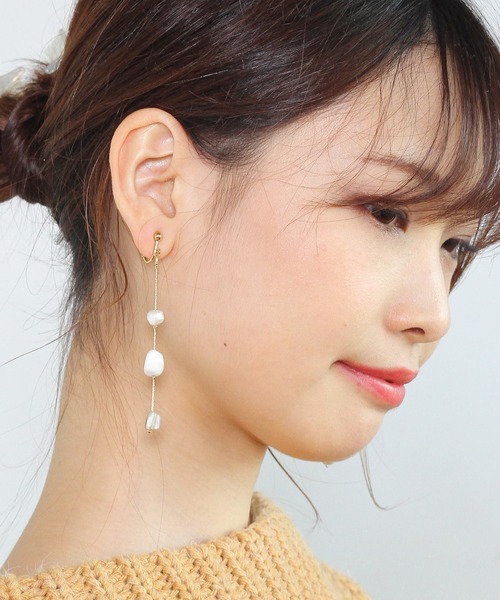 Crisp（クリスプ）の「マーブルストーンロングイヤリング（イヤリング・レディース・グレー/グリーン・FREE）」の5枚目の写真