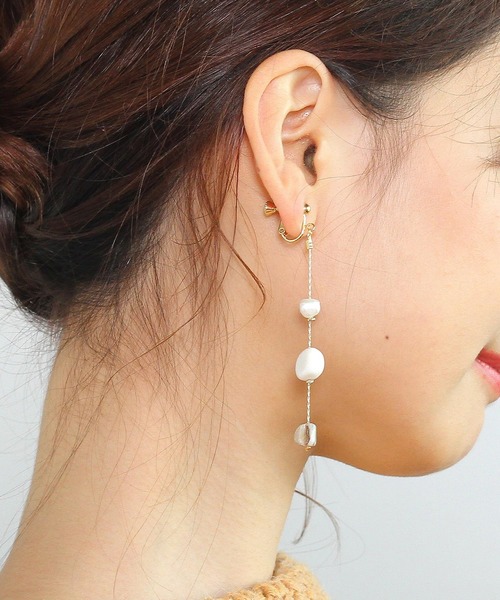 Crisp（クリスプ）の「マーブルストーンロングイヤリング（イヤリング・レディース・グレー/グリーン・FREE）」の6枚目の写真