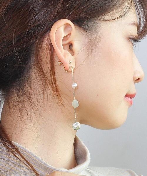 Crisp（クリスプ）の「マーブルストーンロングイヤリング（イヤリング・レディース・グレー/グリーン・FREE）」の7枚目の写真