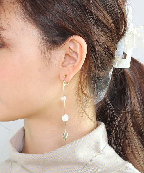 Crisp（クリスプ）の「マーブルストーンロングイヤリング（イヤリング・レディース・グレー/グリーン・FREE）」の8枚目の写真