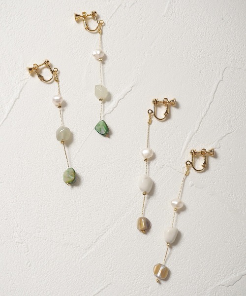 Crisp（クリスプ）の「マーブルストーンロングイヤリング（イヤリング・レディース・グレー/グリーン・FREE）」の9枚目の写真