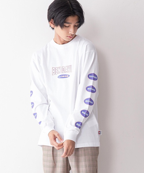 BEN DAVIS（ベンデイビス）の「【BEN DAVIS/ ベンデイビス】袖プリント ロゴ ロンT / 長袖Tシャツ（Tシャツ/カットソー・メンズ・ホワイト/ピンク/ホワイト系その他/パープル/グリーン/ブラック/オレンジ/ブラック系その他・X-LARGE/LARGE/MEDIUM）」の4枚目の写真