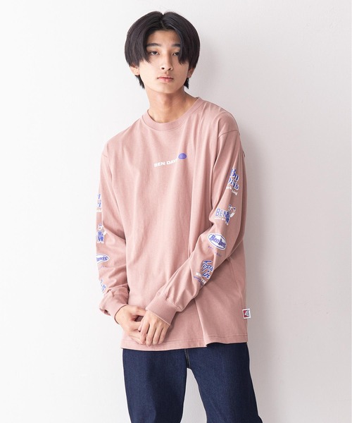 BEN DAVIS（ベンデイビス）の「【BEN DAVIS/ ベンデイビス】袖プリント ロゴ ロンT / 長袖Tシャツ（Tシャツ/カットソー・メンズ・ホワイト/ピンク/ホワイト系その他/パープル/グリーン/ブラック/オレンジ/ブラック系その他・X-LARGE/LARGE/MEDIUM）」の8枚目の写真