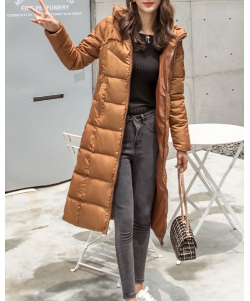 ♡美シルエット　バーバリー♡ ロング　ダウンコート　キャメル　38 M相当 Ritzy（リッツィー）の「防寒 中綿 ロング ダウンコート（ダウン