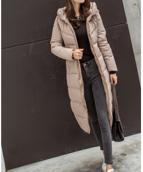 Ritzy（リッツィー）の「防寒 中綿 ロング ダウンコート（ダウンジャケット/コート・レディース・ブラック/ベージュ/ブラウン/グレー/カーキ/キャメル・M/L）」の13枚目の写真