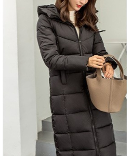 Ritzy（リッツィー）の「防寒 中綿 ロング ダウンコート（ダウンジャケット/コート・レディース・ブラック/ベージュ/ブラウン/グレー/カーキ/キャメル・M/L）」の11枚目の写真