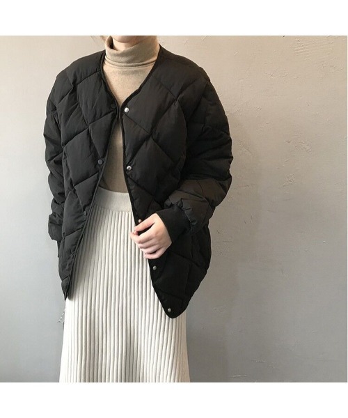 Ritzy(リッツィー)の「大人シルエット ノーカラーキルトジャケット(その他アウター・レディース・ブラック/ベージュ/オフホワイト/ライトベージュ・FREE)」の3枚目の写真