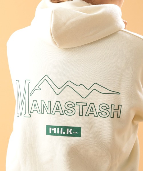 MILKFED.（ミルクフェド）の「MILKFED. × MANASTASH /ミルクフェド×マナスタッシュ　HOODIE フーディー　スウェットパーカー（パーカー・レディース・ブラック/ベージュ/ナチュラル・MEDIUM/LARGE）」の3枚目の写真
