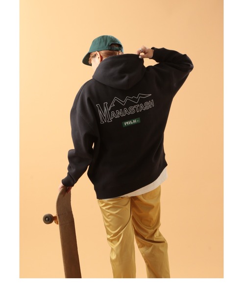 MILKFED.（ミルクフェド）の「MILKFED. × MANASTASH /ミルクフェド×マナスタッシュ　HOODIE フーディー　スウェットパーカー（パーカー・レディース・ブラック/ベージュ/ナチュラル・MEDIUM/LARGE）」の2枚目の写真