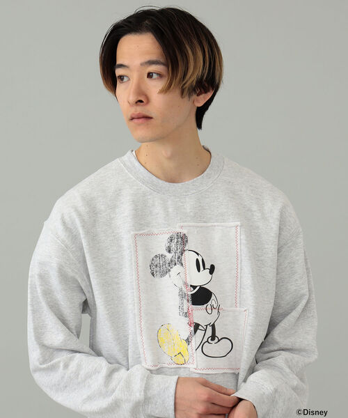 wiffle（ウィッフル）の「Wiffle / Mickey Patch Work Sweat（スウェット・メンズ・ライトグレー/ブラック・SMALL/MEDIUM/LARGE/X-LARGE）」の2枚目の写真