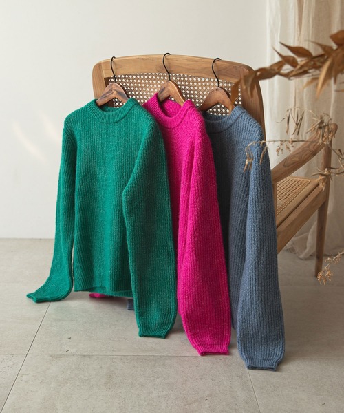 rectangle by ryon（レクタングルバイリョン）の「【rectangle by ryon】起毛モヘアタッチカラーニット（ニット/セーター・レディース・ピンク/グリーン/ブルー・FREE）」の13枚目の写真