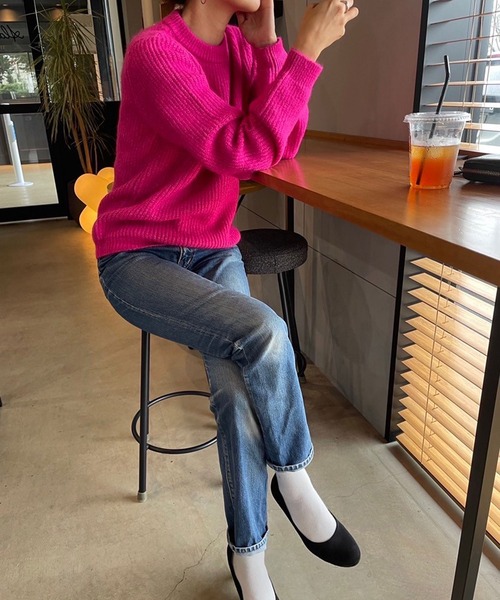 rectangle by ryon（レクタングルバイリョン）の「【rectangle by ryon】起毛モヘアタッチカラーニット（ニット/セーター・レディース・ピンク/グリーン/ブルー・FREE）」の18枚目の写真