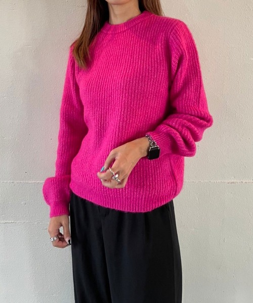 rectangle by ryon（レクタングルバイリョン）の「【rectangle by ryon】起毛モヘアタッチカラーニット（ニット/セーター・レディース・ピンク/グリーン/ブルー・FREE）」の11枚目の写真