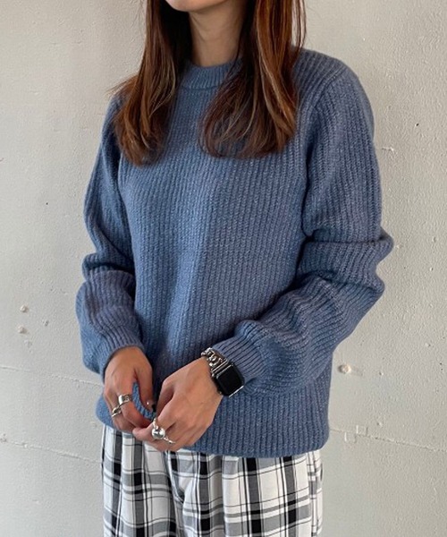 rectangle by ryon（レクタングルバイリョン）の「【rectangle by ryon】起毛モヘアタッチカラーニット（ニット/セーター・レディース・ピンク/グリーン/ブルー・FREE）」の12枚目の写真