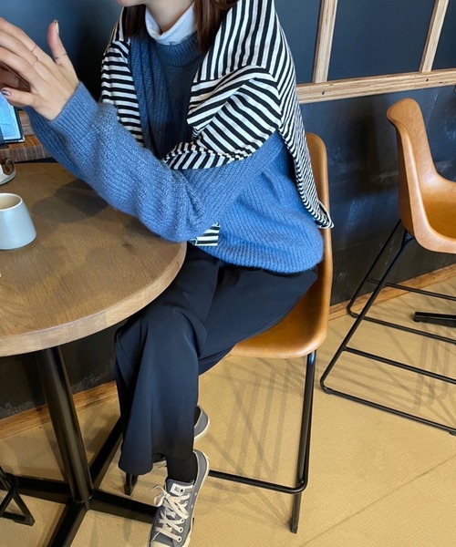 rectangle by ryon（レクタングルバイリョン）の「【rectangle by ryon】起毛モヘアタッチカラーニット（ニット/セーター・レディース・ピンク/グリーン/ブルー・FREE）」の4枚目の写真