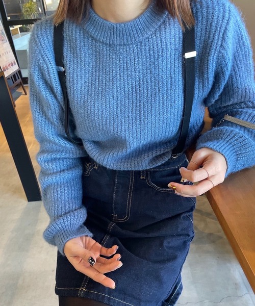 rectangle by ryon（レクタングルバイリョン）の「【rectangle by ryon】起毛モヘアタッチカラーニット（ニット/セーター・レディース・ピンク/グリーン/ブルー・FREE）」の6枚目の写真