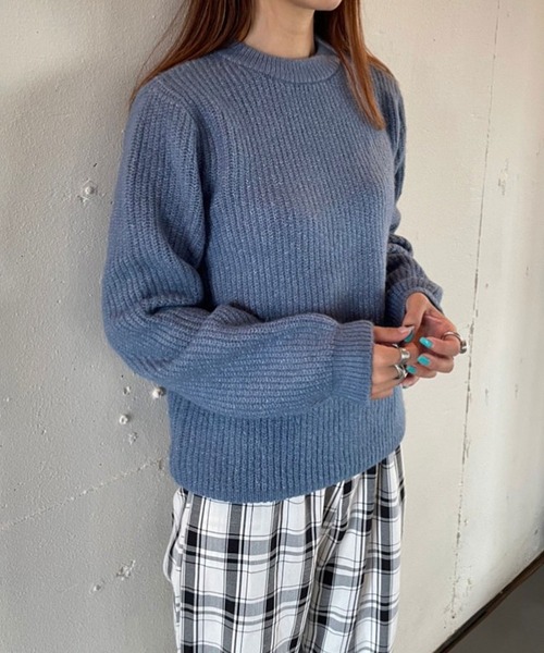 rectangle by ryon（レクタングルバイリョン）の「【rectangle by ryon】起毛モヘアタッチカラーニット（ニット/セーター・レディース・ピンク/グリーン/ブルー・FREE）」の7枚目の写真