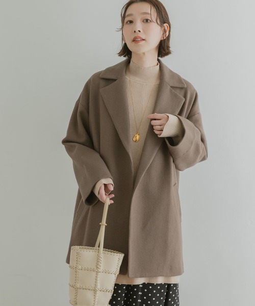 LASUD Future Melton ビッグカラーショートコート アーガ Aga Future Melton ビックカラーショートコート （ブラック