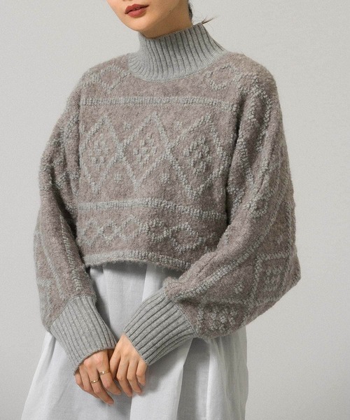 KBF(ケイビーエフ)の「ループヤーンアラン柄ハイネックニット(ニット/セーター・レディース・ホワイト系その他/ブラック系その他/ベージュ系その他・ONE)」の17枚目の写真