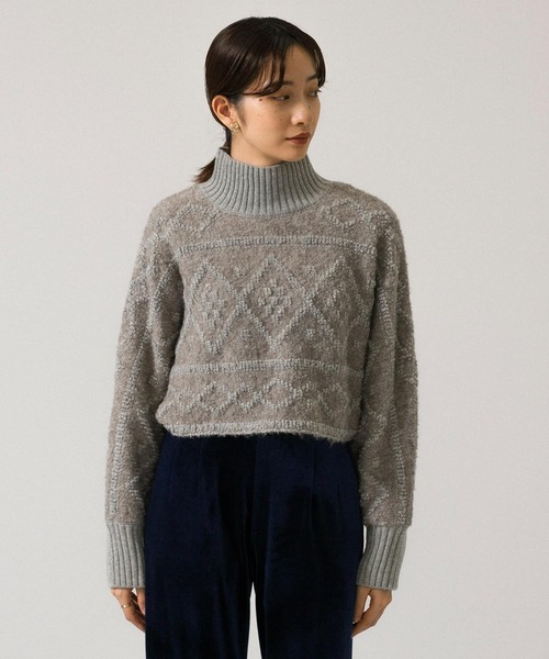 KBF(ケイビーエフ)の「ループヤーンアラン柄ハイネックニット(ニット/セーター・レディース・ホワイト系その他/ブラック系その他/ベージュ系その他・ONE)」の8枚目の写真