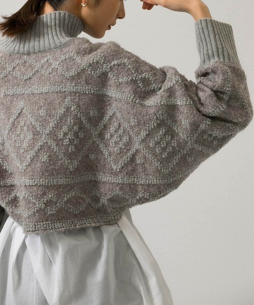 KBF(ケイビーエフ)の「ループヤーンアラン柄ハイネックニット(ニット/セーター・レディース・ホワイト系その他/ブラック系その他/ベージュ系その他・ONE)」の21枚目の写真