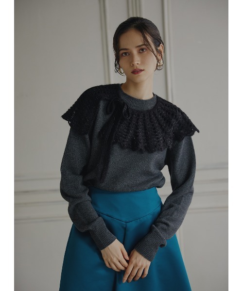 COEL かぎ針レースつけ衿ニット　新品タグ付き セール】かぎ針レースつけ衿ニット（Tシャツ/カットソー）｜COEL