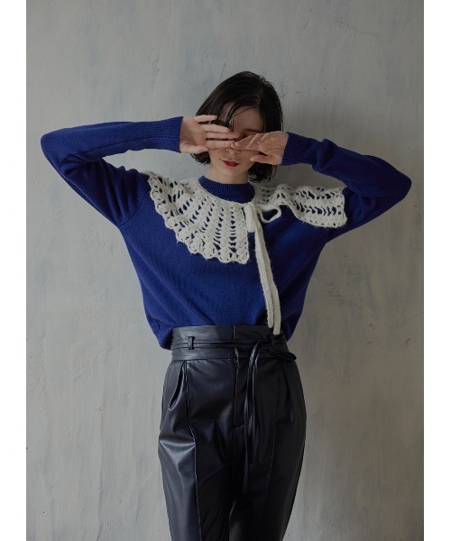 COEL かぎ針レースつけ衿ニット　新品タグ付き セール】かぎ針レースつけ衿ニット（Tシャツ/カットソー）｜COEL