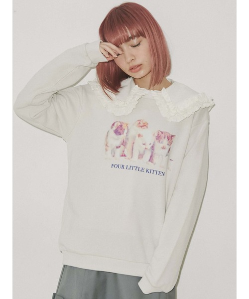 merry jenny（メリージェニー）の「four little kittenトレーナー（Tシャツ/カットソー・レディース・アイボリー/ブラック/ブルー・FREE）」の2枚目の写真