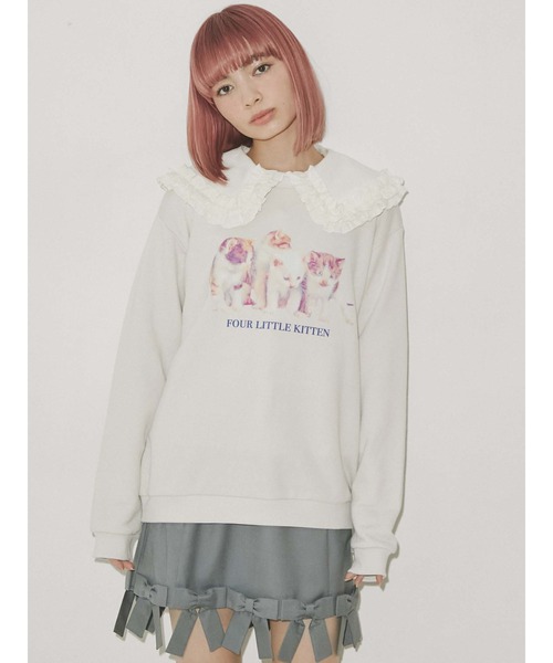 merry jenny（メリージェニー）の「four little kittenトレーナー（Tシャツ/カットソー・レディース・アイボリー/ブラック/ブルー・FREE）」の5枚目の写真