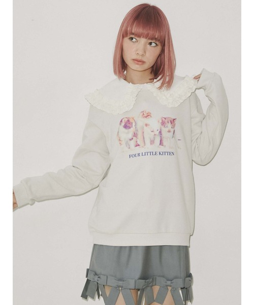 merry jenny（メリージェニー）の「four little kittenトレーナー（Tシャツ/カットソー・レディース・アイボリー/ブラック/ブルー・FREE）」の7枚目の写真