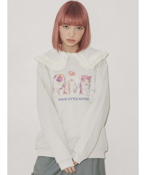 merry jenny（メリージェニー）の「four little kittenトレーナー（Tシャツ/カットソー・レディース・アイボリー/ブラック/ブルー・FREE）」の8枚目の写真