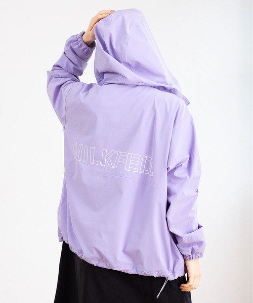 MILKFED.（ミルクフェド）の「BACK LOGO BLOUSON（ブルゾン・レディース・ブラック/ライトグリーン/オフホワイト/レッド/ライトパープル/ネイビー・S/M）」の5枚目の写真