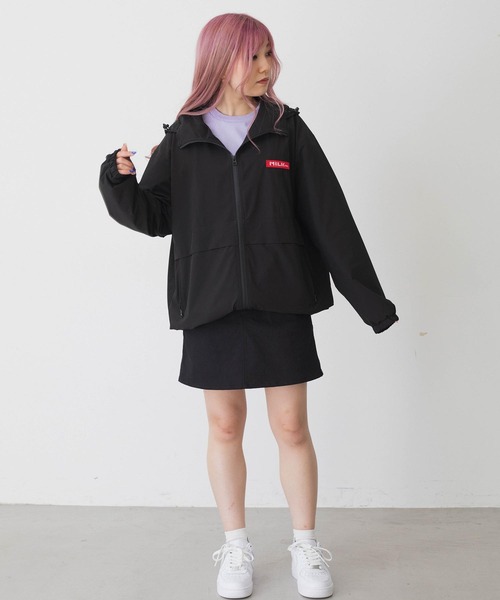 MILKFED.（ミルクフェド）の「BACK LOGO BLOUSON（ブルゾン・レディース・ブラック/ライトグリーン/オフホワイト/レッド/ライトパープル/ネイビー・S/M）」の8枚目の写真