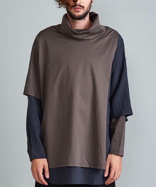 NO ID.（ノーアイディ）の「◇アシンメトリーレイヤードオフタートルロンT（Tシャツ/カットソー・メンズ・ホワイト/ダークグレー/ベージュ/ブラック・ONE SIZE）」の9枚目の写真