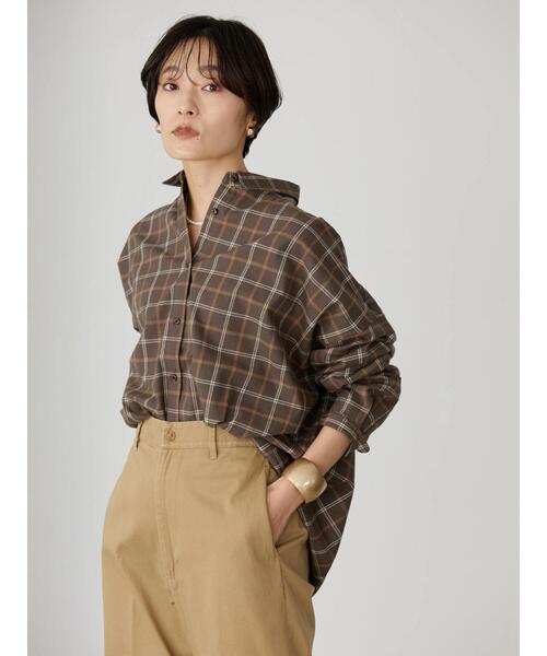 AMERICAN HOLIC(アメリカンホリック)の「綿ビエラドルマンチェックシャツ(シャツ/ブラウス・レディース・ブラウン系その他4/その他9/ブラック系その他3/ブルー系その他5/アイボリー・L/M)」の6枚目の写真
