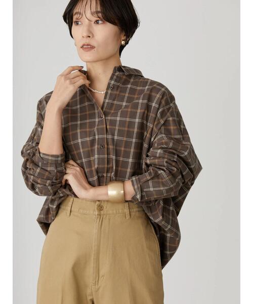 AMERICAN HOLIC(アメリカンホリック)の「綿ビエラドルマンチェックシャツ(シャツ/ブラウス・レディース・ブラウン系その他4/その他9/ブラック系その他3/ブルー系その他5/アイボリー・L/M)」の3枚目の写真