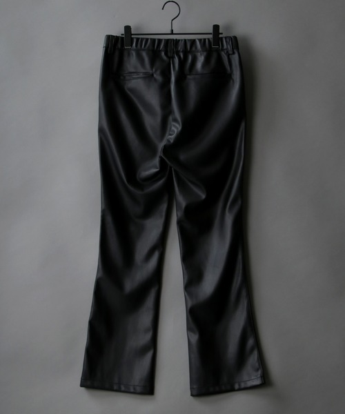 SITRY(シトリー)の「synthetic leather tailored flared pants/フェイクレザー テーラード ブーツカット フレアパンツ(スラックス・メンズ・ブラック/アイボリー・M/L)」の8枚目の写真