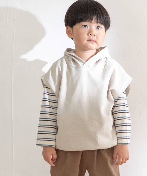 URBAN RESEARCH DOORS(アーバンリサーチドアーズ)の「OG裏毛フーディベスト(KIDS)(Tシャツ/カットソー・キッズ・ライトグレー/ベージュ・105/120/135)」の2枚目の写真