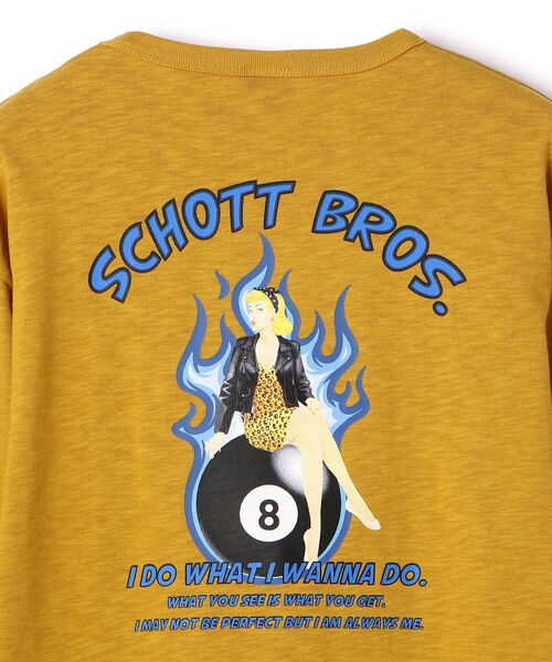 schott（ショット）の「Schott/ショット/8 BALL GIRL LS T-SHIRT/エイトボール ガールTシャツ（Tシャツ/カットソー・メンズ・ブラック/ホワイト/マスタード・MEDIUM/LARGE/X-LARGE/XX-LARGE）」の8枚目の写真
