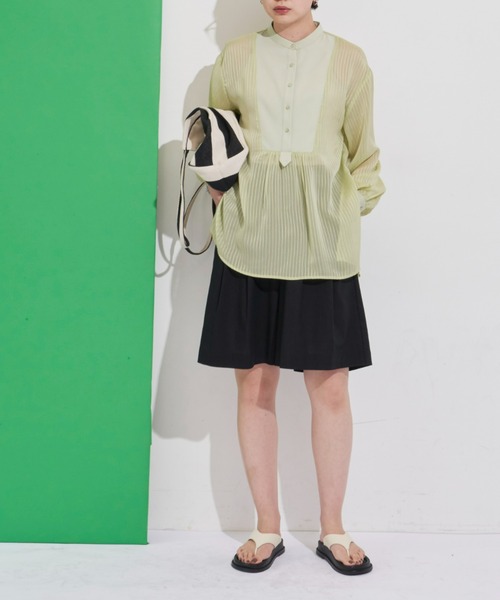 Aunt Marie's（アントマリーズ）の「シアーストライプドレスシャツ（シャツ/ブラウス・レディース・ブラック/ライトグリーン/アイボリー・FREE）」の12枚目の写真