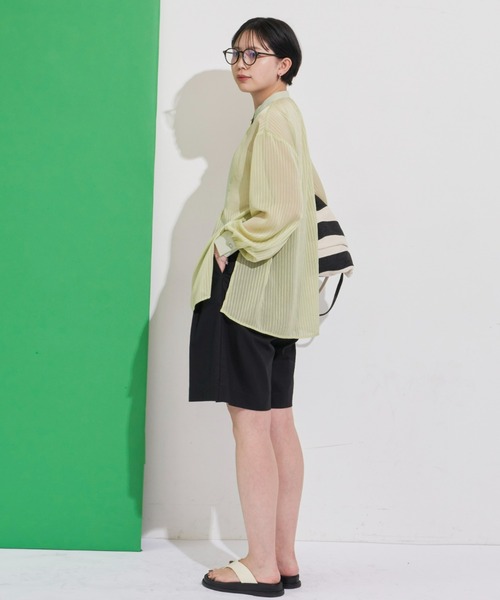 Aunt Marie's（アントマリーズ）の「シアーストライプドレスシャツ（シャツ/ブラウス・レディース・ブラック/ライトグリーン/アイボリー・FREE）」の13枚目の写真