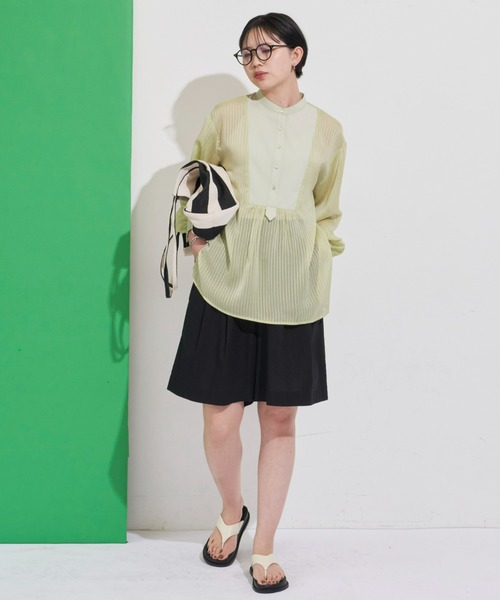 Aunt Marie's（アントマリーズ）の「シアーストライプドレスシャツ（シャツ/ブラウス・レディース・ブラック/ライトグリーン/アイボリー・FREE）」の14枚目の写真